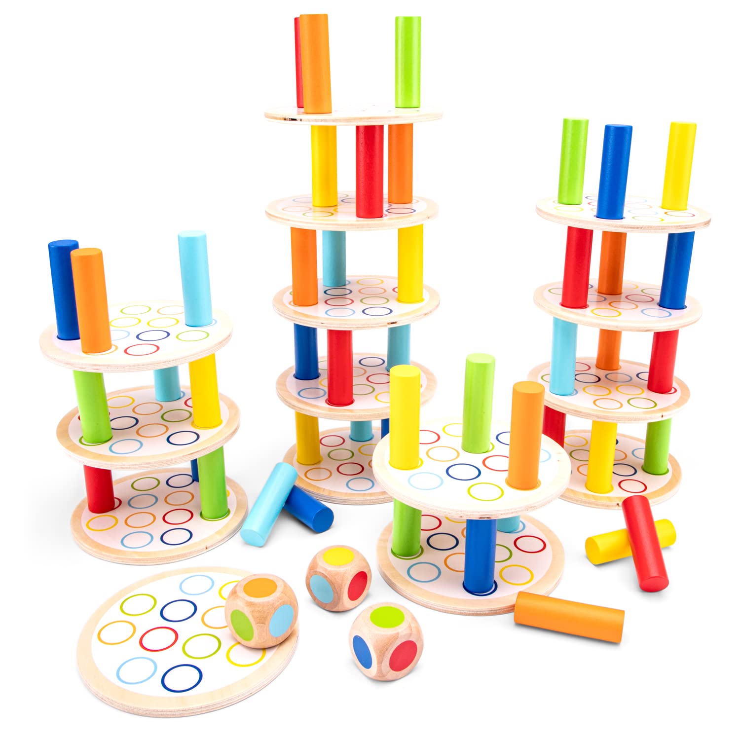 Woet® Wooden Toy Balance Tower Game for Kids - Stacking and Balance Challenge - Fine Motor Skills - Educational Toy - Age 3 Years+