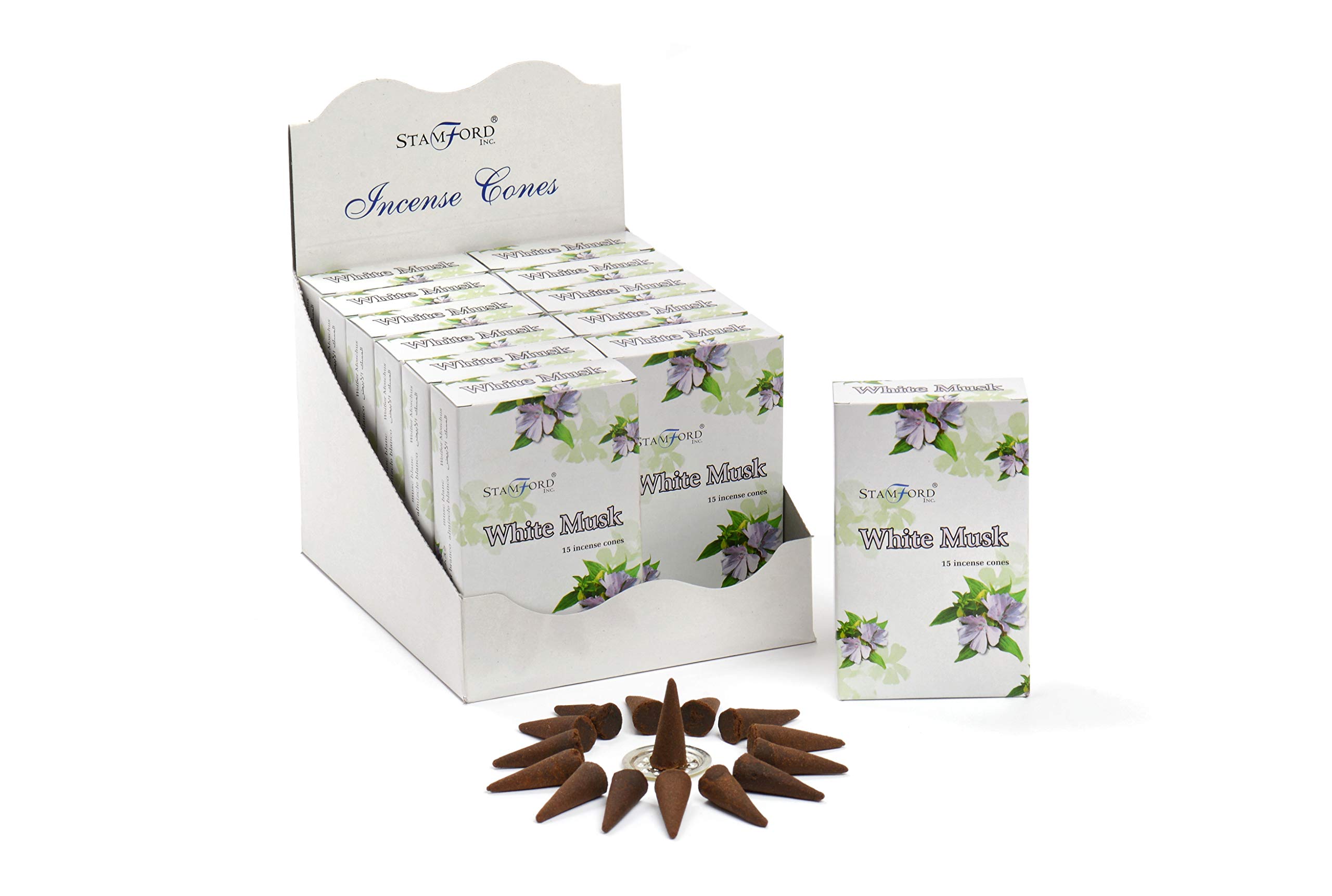 Stamford White Musk Incense Cones, 15 Cones x 12 Packs — image 1