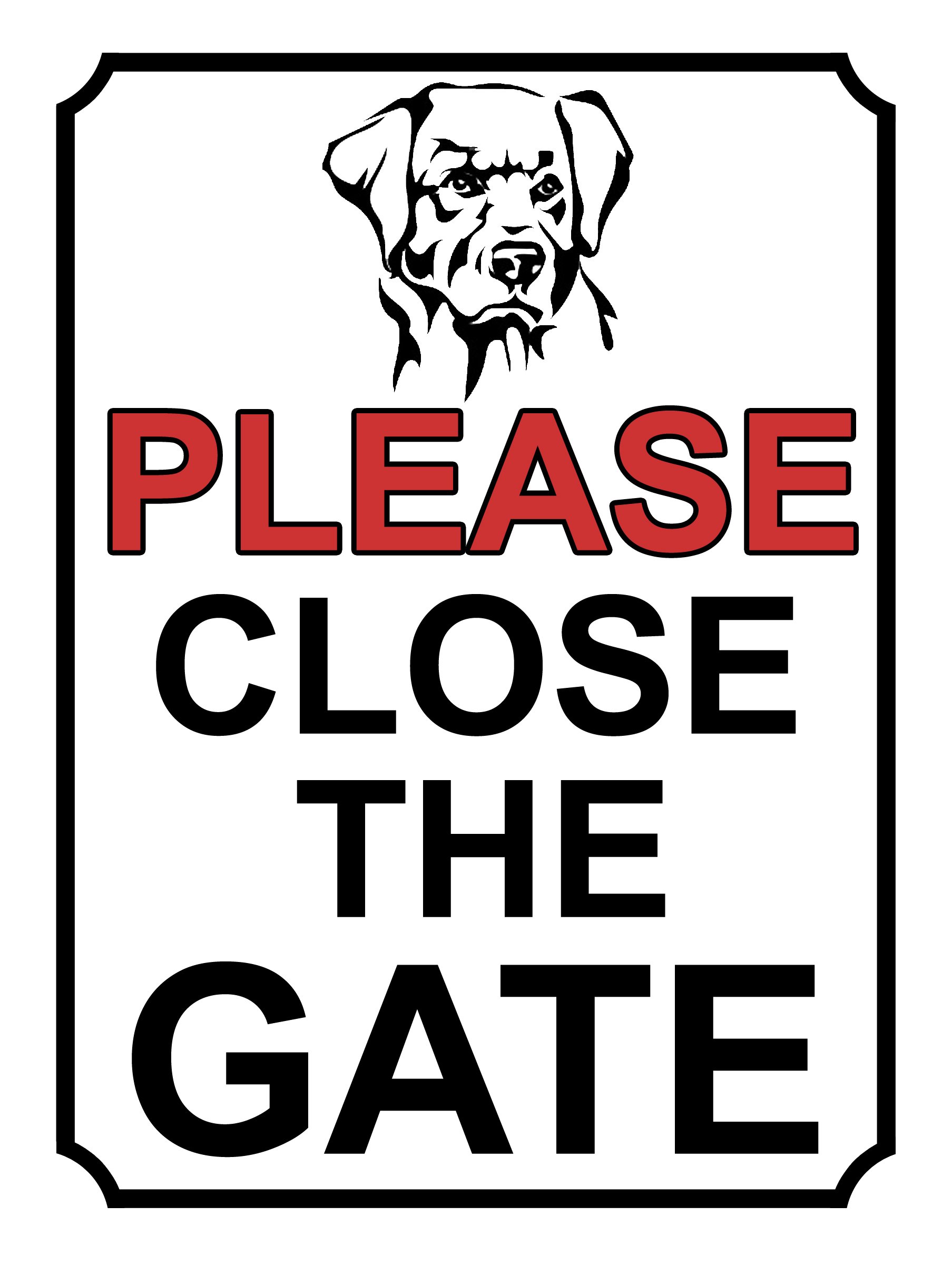 SHAWPRINT PLEASE CLOSE THE GATE DOG THEME METAL SIGN 267MM X 200MM (379H1L) LARGE 10" X 8"