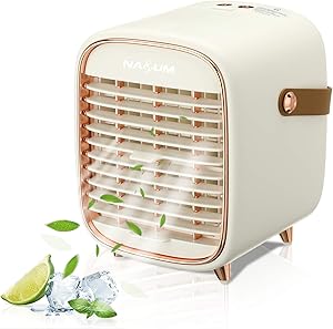 Portable Air Conditioner, NASUM Air Cooler with 3 Speeds, Cooling fan with Atomization & Spray timing function, Mini AC for Home Office Bedroom, Kitchen, Dorm, Car, Camping Tent, etc.