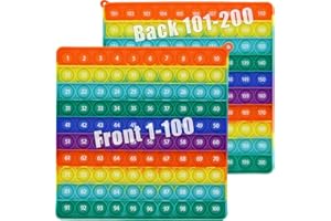PETBSNVB Double Side 1 100 200 pop it, Chart Pop it, 200 Pop with Numbers, Square Popper for Elementary, Fidget Sensory Toy, Montessori Educational Gift for Kindergarten Classroom Kids 3 4 5 Year Old