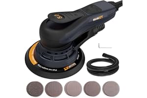 MAXXT Electric 5mm Random Orbital Sander, Brushless 350W 3A Palm Sander, Multi-function Variable Speed Electric Corded Orbital Sanders Machine with 6Inch Sanding Pad, 10 Sanding Paper for Woodworking