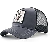 Animal Patch Mesh Trucker Baseball Cap Collection, Embroidered Design, Black