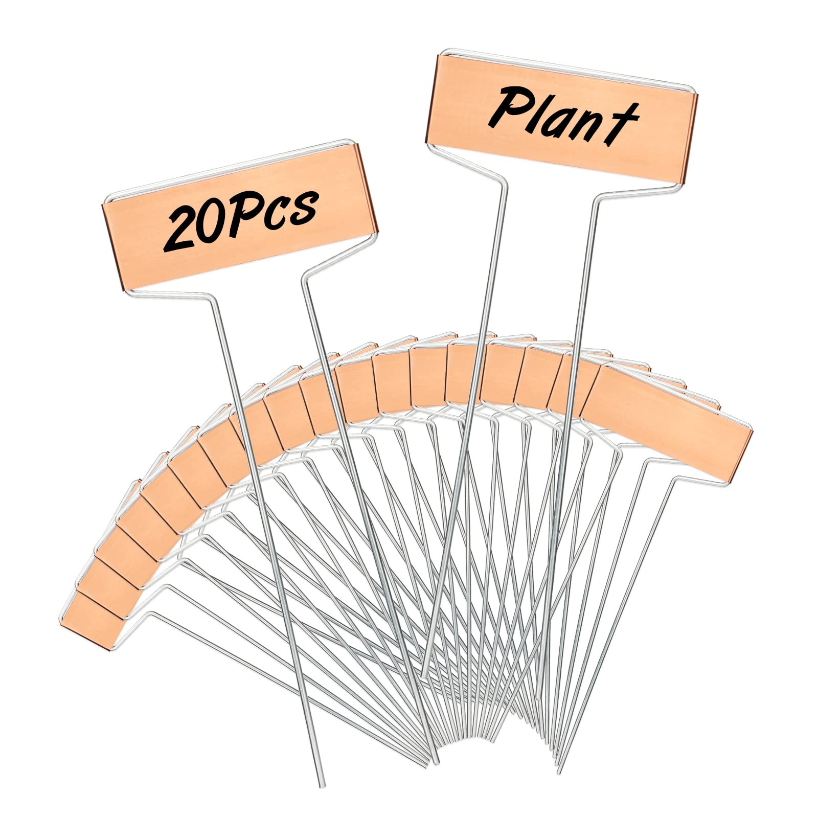 KINGLAKE 20 Pcs 15.5CM Copper Plant Labels Metal Garden Tags Markers Plant Signs for Vegetables Flowers Herbs Potted Plants