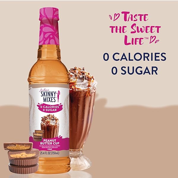 JORDAN’S SUGAR FREE PEANUT BUTTER CUP COFFEE SYRUP, 25.4OZ – KETO, GLUTEN FREE