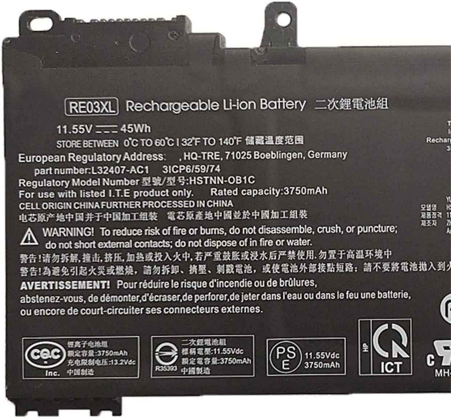 RE03XL L32656-002 HSTNN-OB1C HSTNN-UB7R HSTNN-DB9A L32407-AC1 L32407-2B1 L32407-541 L32656-005 Laptop Battery Replacement for HP ProBook 430 440 445 450 455R G6 430 440 445 450 G7 Serie(11.55V 45Wh) - Image 3