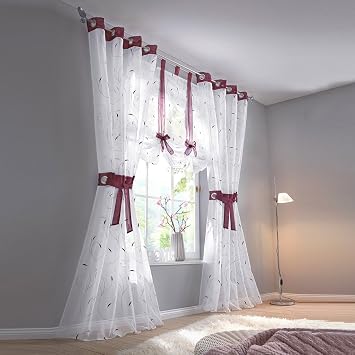 Stickerei Voile Vorhang 1er Pack Gardinen Schal Mit Osen Bxh