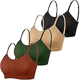 Omisy 4 Pack Bras for Women No Underwire, Padded Sport Bra Support, Comfort Wireless Bralette Adjustable Straps and Hook