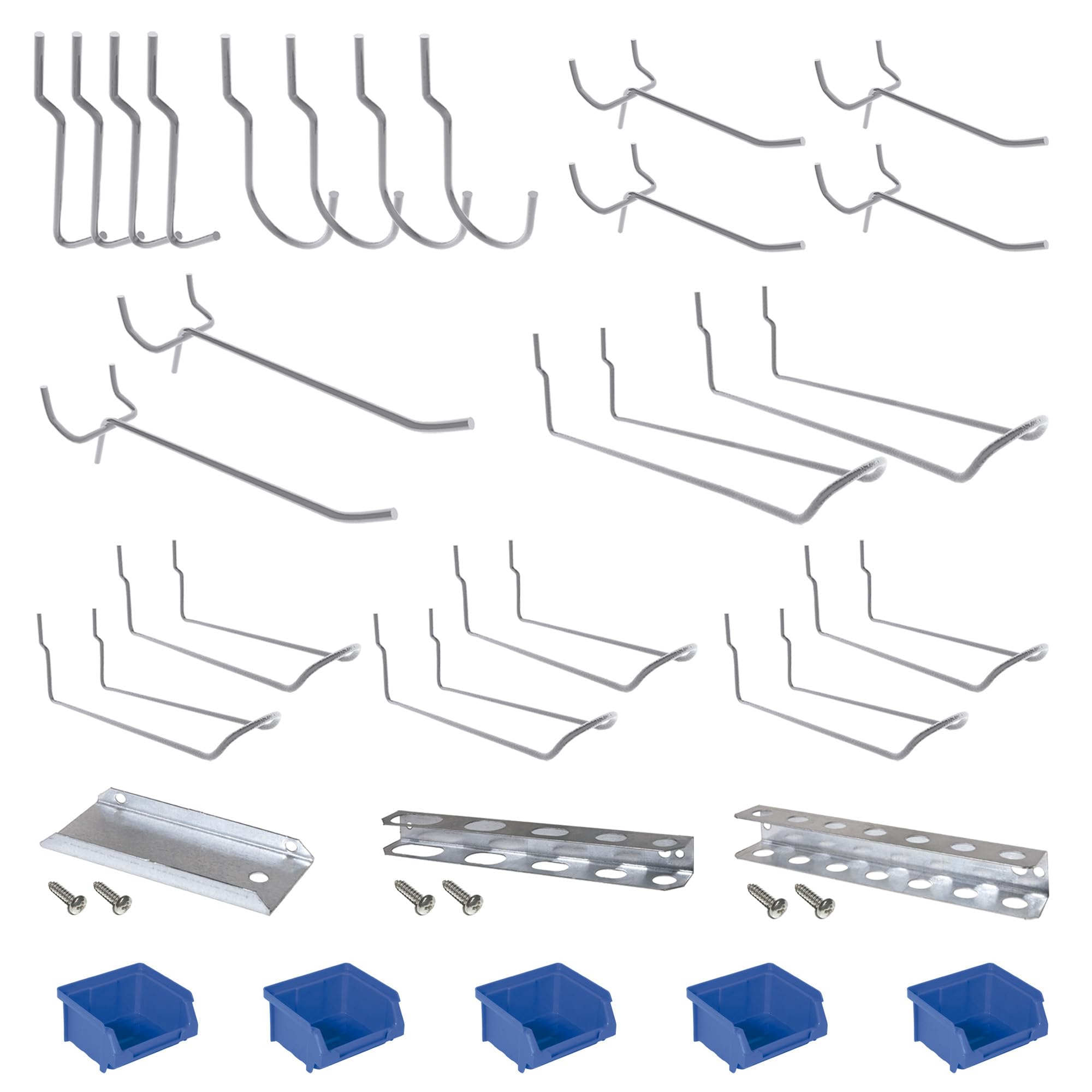 Simon Rack Assortment of Pegboard Hooks, Tool Holder, 30 Pieces, Galvanized