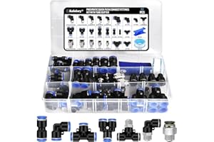 60PCS DOT Air Line Fitting Kit Kalolary Quick Connect Hose Fitting for Pneumatic Pipe 1/2 3/8 1/4 1/8" Push to Connect Fittin