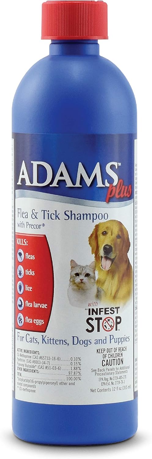 Adams Plus Flea & Tick Shampoo with Precor 12 Ounces : Pet Flea Control Shampoos : Pet Supplies