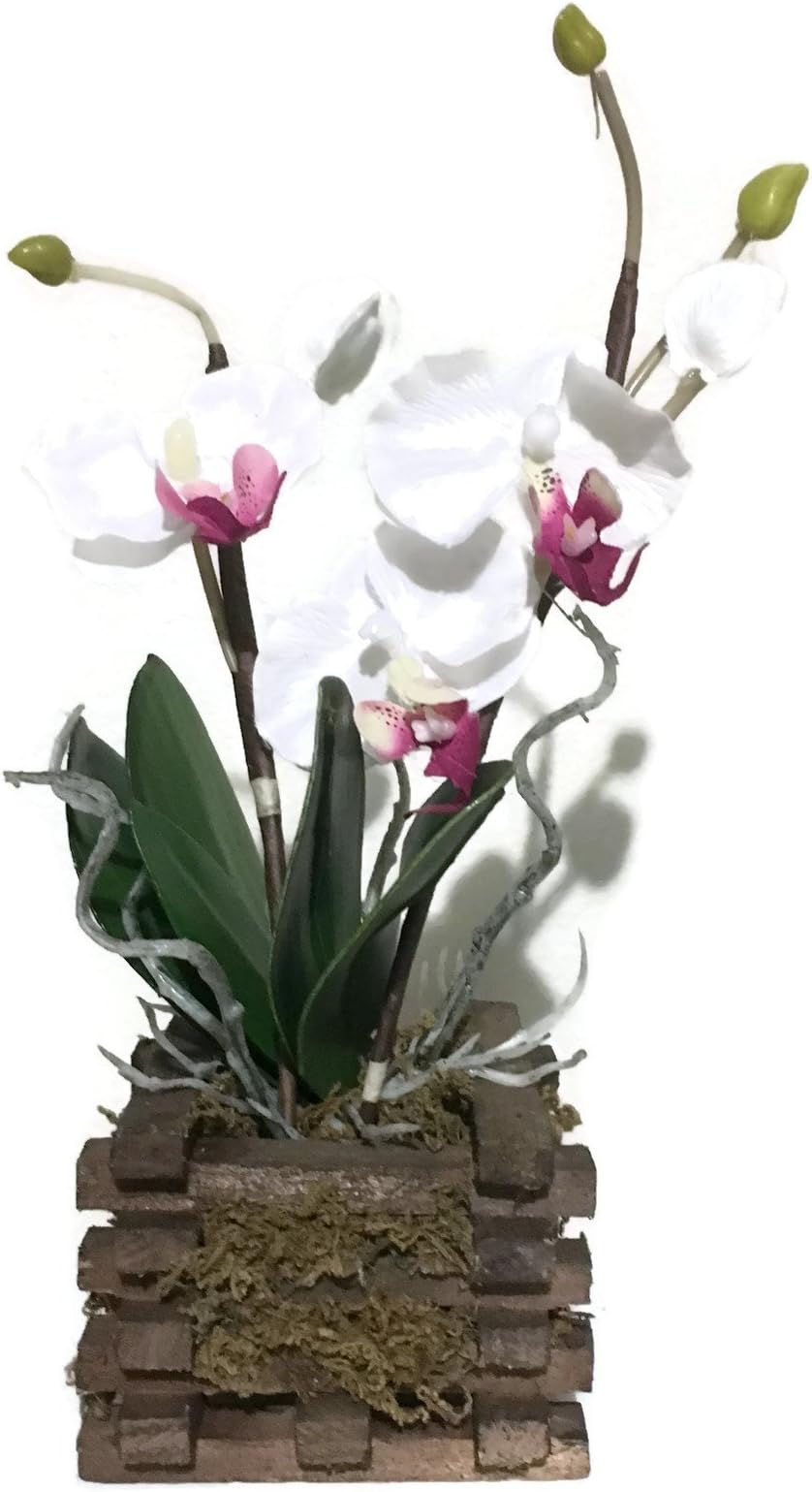 Decorative Artificial Orchid Flower w/ Plant Stand - (White)