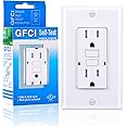 3GRACE 15 Amp GFCI Outlet, Tamper-Resistant GFI Receptacle with LED Indicator, Self-Test Ground Fault Circuit Interrupter, Decorator Wall Plates and Screws Included, UL Listed, White（1 Pack）