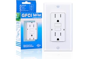 3GRACE 15 Amp GFCI Outlet, Tamper-Resistant GFI Receptacle with LED Indicator, Self-Test Ground Fault Circuit Interrupter, Decorator Wall Plates and Screws Included, UL Listed, White（1 Pack）