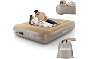 Lewondr Matelas gonflable Queen avec pompe intégrée, matelas gonflable de luxe de 33 cm avec oreiller, matelas gonflable rapi