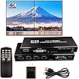 Video Wall Controller, 4K x 2K HD Seamless Splicing Professional Processor with HDMI+DVI+RS232 Input, 4 Way HDMI & SPDIF Output 180 Degree Rotate TV Wall Display 2x2, 1x2, 1x3, 1x4, 2x1, 3x1, 4x1