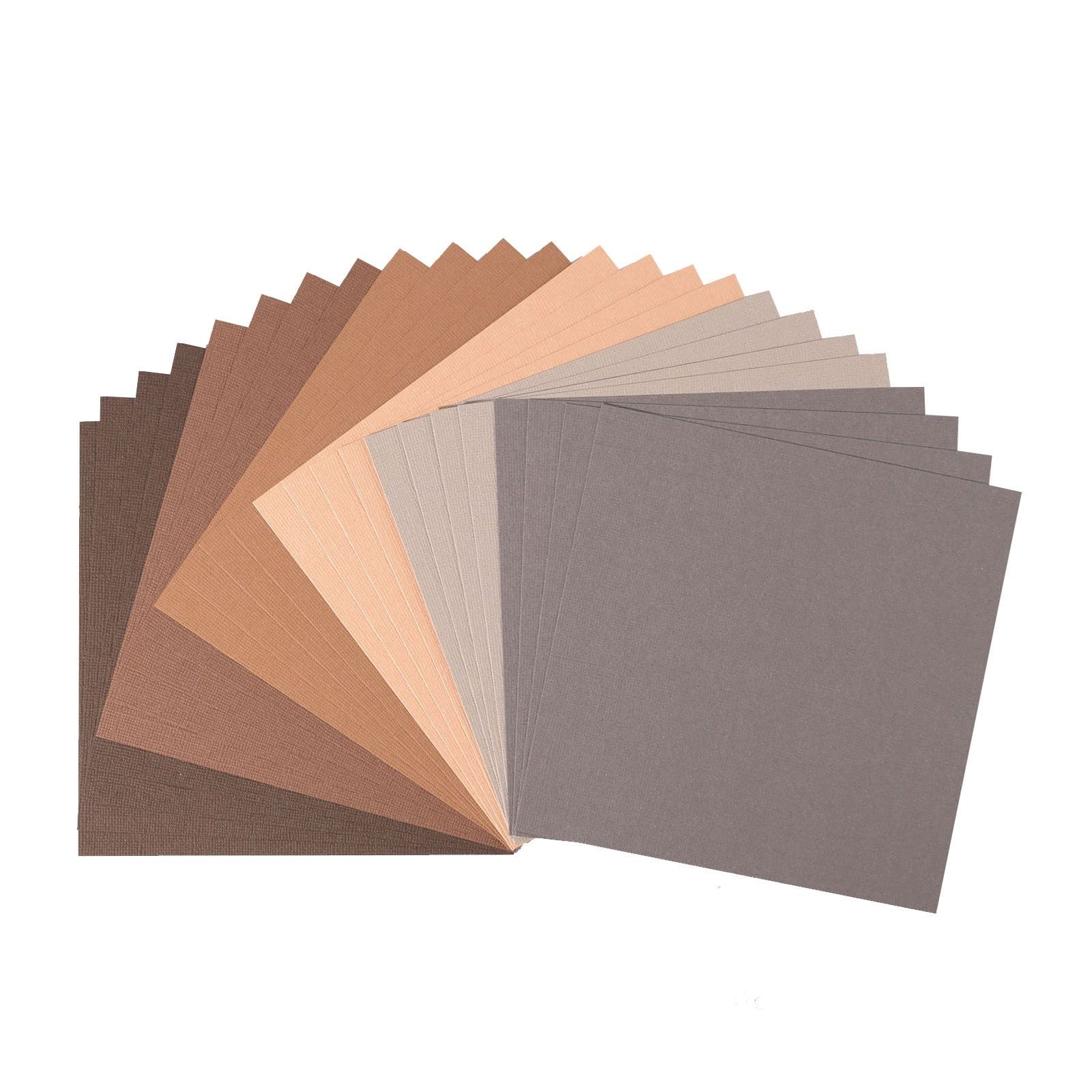 Florence Cardstock Textured Multicoloured - Coloured Card Making Supplies 6 x 6 inch - Brown - 24 Sheets - Coloured Paper for Scrapbooking, Card Making and Other Paper Crafts - 216 gsm