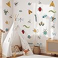 Insect Cartoon Wall Sticker, Nursery Decor, Caterpillars, Dragonflies, Snails, Ladybugs Wall Decor Mural for Nursery Bedroom Living Room Kitchen Home Wall Decals Decoration.