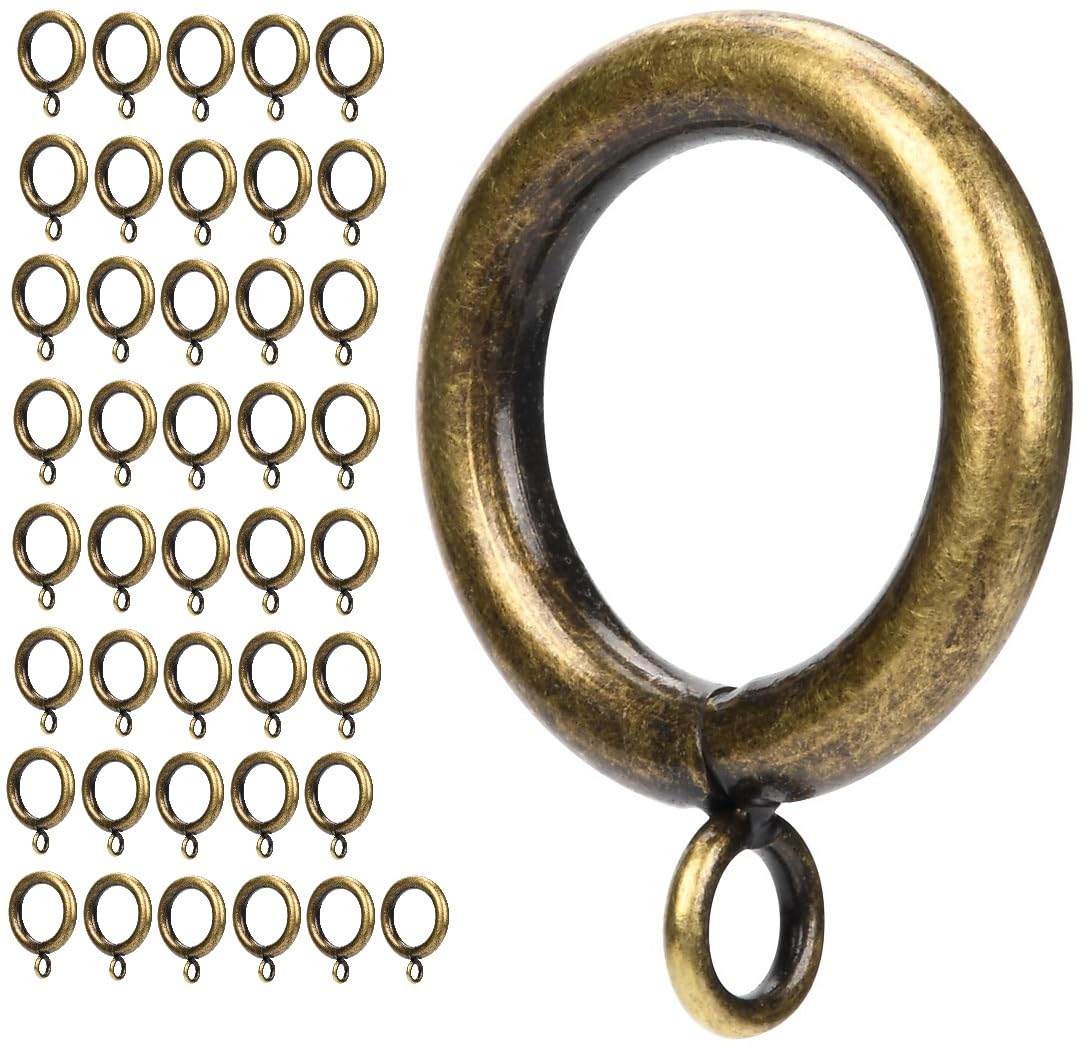 Photo 1 of Curtain Ring Metal 42 Pcs 1.0 Inch Inner Diameter with Eyelets Fit Up to 0.8 Inch Rod Large Wire Diameter (Antique Brass-42pcs)
