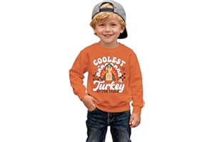 IZYJOY Toddler Boy Thanksgiving Sweatshirt Coolest Turkey at The Table Funny Pullover Top Kids Fall Holiday Long Sleeve Shirt