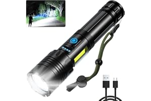 SKNSL Rechargeable LED Flashlights High Lumens: 900,000 Lumen Super Bright Flashlight, 7 Modes with COB Work Light, IPX6 Waterproof, Powerful Handheld Flash Light for Emergencies, Hiking, Camping