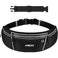 ANBEKO Universal Running belt with Extender, Large Capacity Runner Waist Pack with 4 Pockets,Hiking Travel Camp Running…