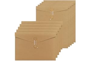 NatureTouch 10PCS A4 Envelopes Kraft Paper Folders,Kraft Paper File Folders Project Pockets Document Wallet Bag with String,Letter Size, Kraft File Folders for School Office Supplies.