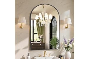Sweetcrispy 24"x36" Arch Black Bathroom Wall Mirror, Metal Frame Vanity Mirror for Bedroom, Entryway, Living Room