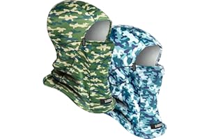 Labeol 2 Pack Kids Balaclava Ski Mask, Winter Face Mask for Boys Girls, Windproof Face Cover with Adjustable Drawstring