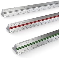 Arteza Architect Scale Ruler, Imperial, 12-Inch Color-Coded Professional-Grade Aluminum Triangular Drafting Ruler for Archite