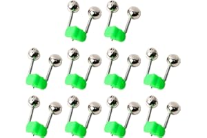 Uxcell a13041900ux0907 Green Spring Loaded Clip Double Fishing Rod Alarm Bells Silver Tone (Pack of 10)