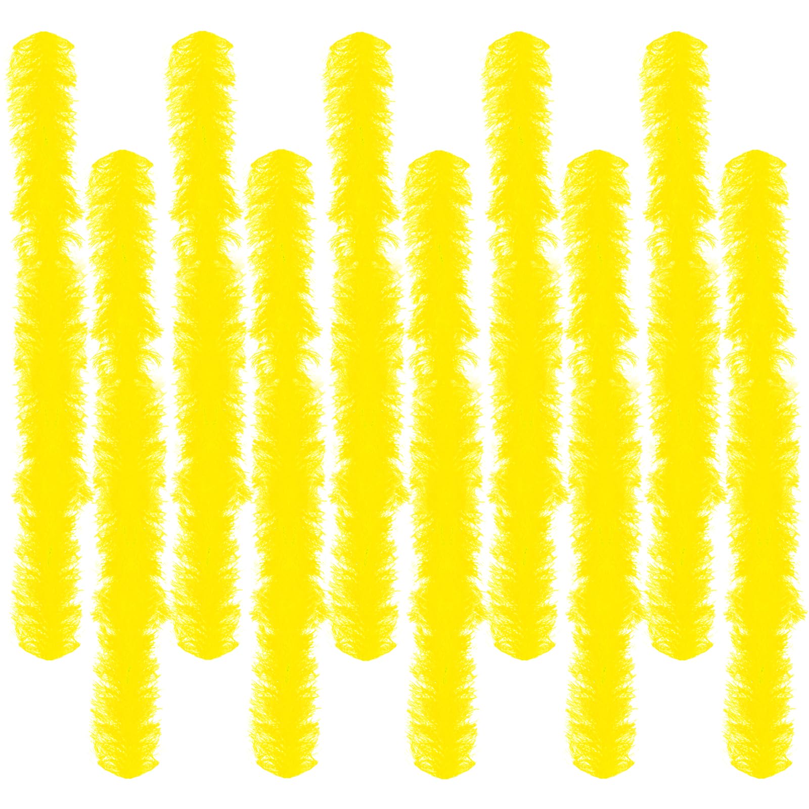 Photo 1 of 10 pcs Feather Boas 5ft Artificial Fluffy Boas Colorful Feather Boas Set for Women Costume Halloween Wedding Christmas (10, Yellow)