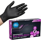 MED PRIDE Black Nitrile Exam Gloves - 4 Mil Thick Disposable Latex/Powder-Free - For Surgical, Doctors, Hospital &amp; Home Use
