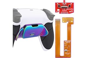 eXtremeRate Rainbow Aura Blue Purple Real Metal Buttons RMB Rise Remap Kit for PS5 Controller BDM-030 040 050 with Black Rubb