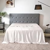 THXSILK Pure Silk Flat Sheet, 100% 7A+ Silk Bedding Flat Sheet, Ultra Soft, Breathable, Wrinkle - Free, Easy Care, 1 Flat Sheet Only, White, King