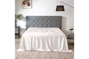THXSILK Pure Silk Flat Sheet, 100% 7A+ Silk Bedding Flat Sheet, Ultra Soft, Breathable, Wrinkle - Free, Easy Care, 1 Flat Sheet Only, White, King