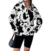 ZAFUL Women Bear Print Plush Hooded Sweatshirt Fleece Zip-Up Hoodie Long Sleeves Teddy Pullover with Pocket