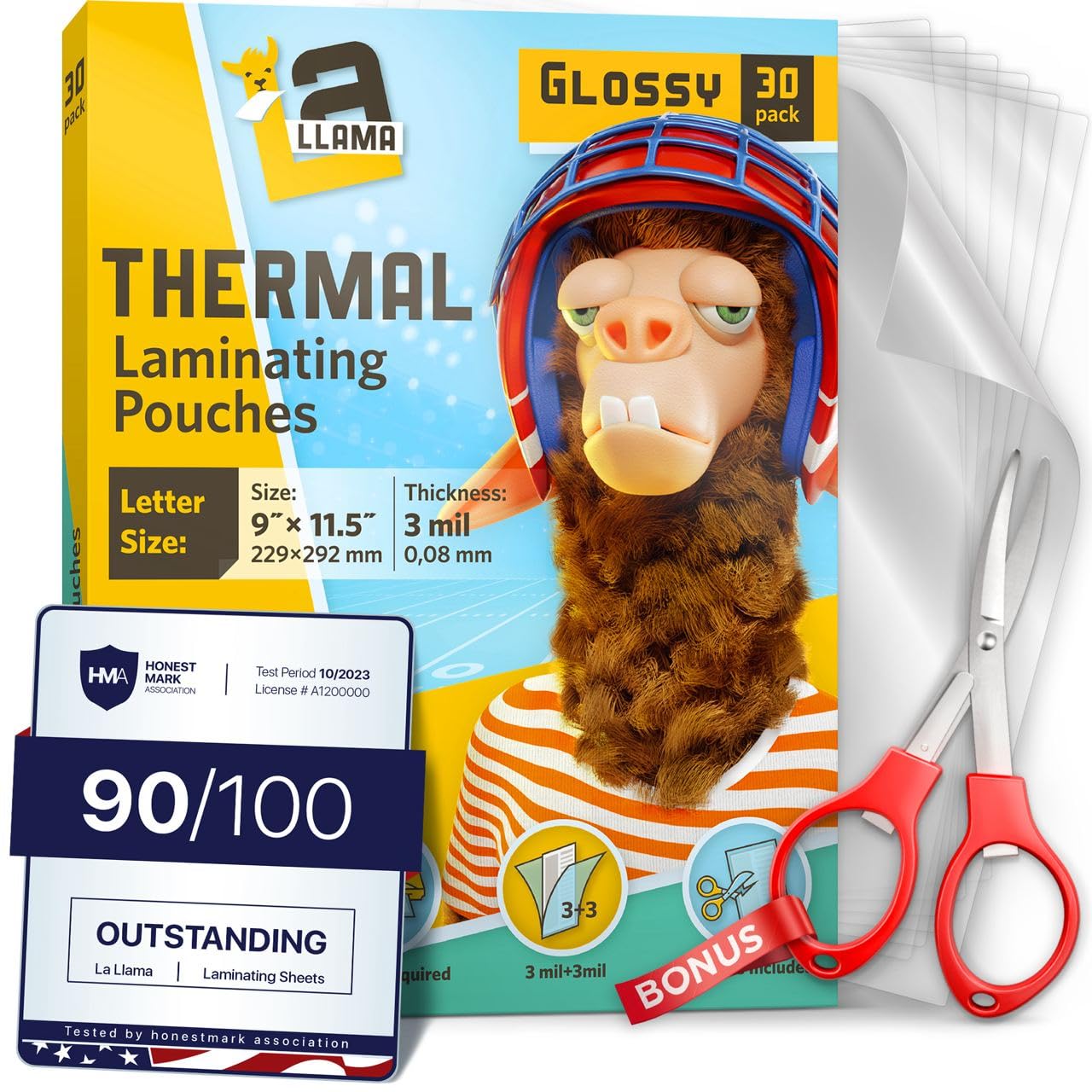 Thermal Laminating Pouches, 9 x 11.5 Inches, 3 Mil Thick, 30 Pack, Suited for Letter Size Laminating Sheets 8.5 x 11