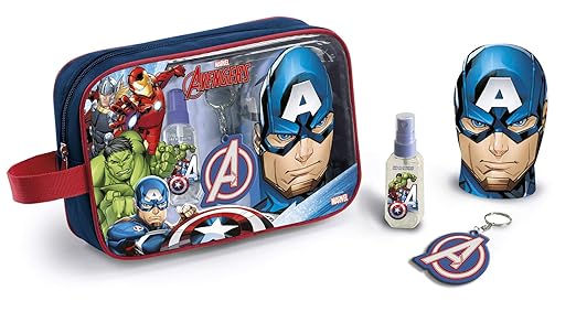 Avengers Marvel Neceser Baño Capitán América Edt 90 Ml, Gel Fig. 300 Ml+Llavero 520 g