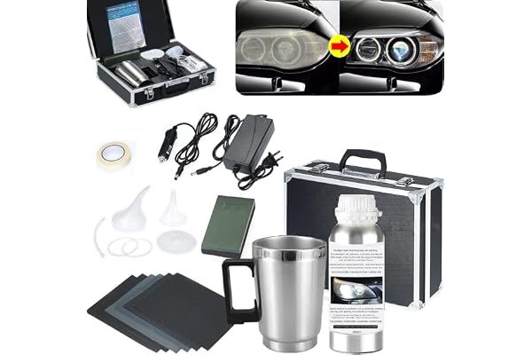 Car Headlight Restoration Kit with 200ml Liquid, Atomizing Cup Headlight Vapor Renovation Tool, Auto Headlight Lens Scratch P