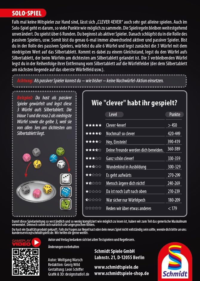 Schmidt Spiele 49424 Clever 4-Ever, Klein und Fein Serie, Würfelspiel, bunt 4