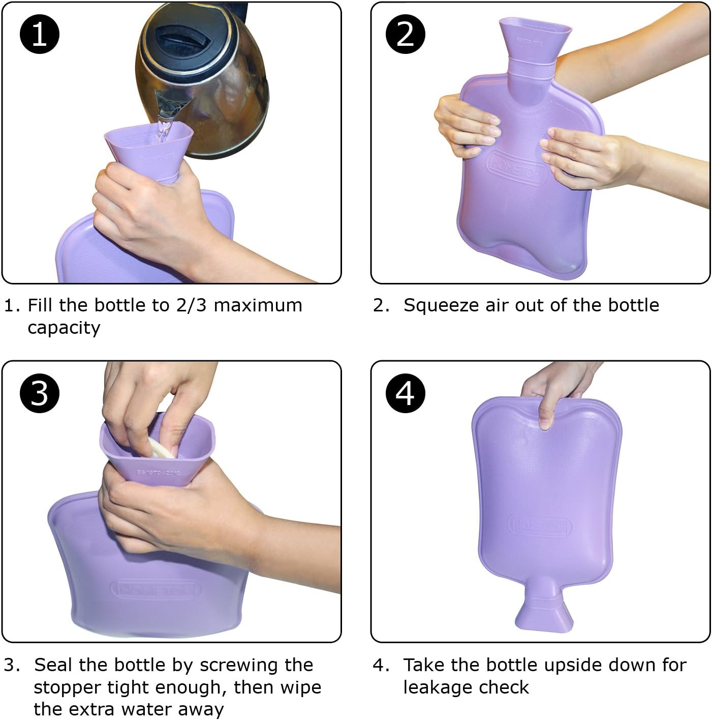 2 Liter Premium Classic Rubber Hot Water Bottle w/Cute Knit Cover (2 Liter, Purple/Snowflake): Health & Personal Care