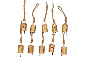 VIVANTA 10 Pcs Rustic Gold Hanging Bells – Handmade Jingle Bell with Floral Cutout, Vintage Christmas Decor, Farmhouse Ornaments, Witch Bells, Crafting Supplies, Sleigh Bells, Wind Chimes, Door Chime Bells