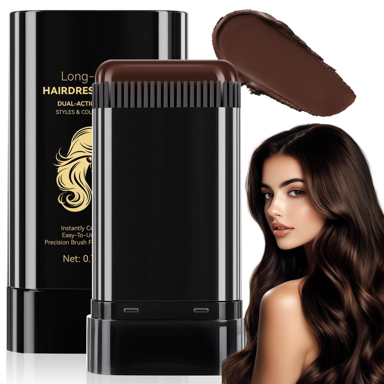 Photo 1 of 2 Pcs Safe and Convenient Comb Hair Dye, Waterproof and Sweat-Proof Hair Dye Comb, Quick Touch-Ups, 2 in 1 Instant Dye for Women & Men Applicator for Hair (Dark Brown)