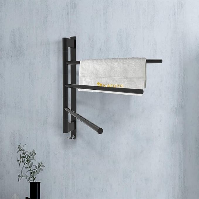 RUXMY Intelligent Heated Towel Rails,Electric Towel Warmer Rotatable Wall Mounted Bathroom Dryer