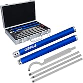DEEFIINE Carbide Tipped Wood Lathe Turning Tool Set with Aluminum Alloy Box | Includes Swan Neck Hollowing Tools and Interchangeable Aluminum Alloy Grip Handle with Diamond Round Square Carbide Inserts