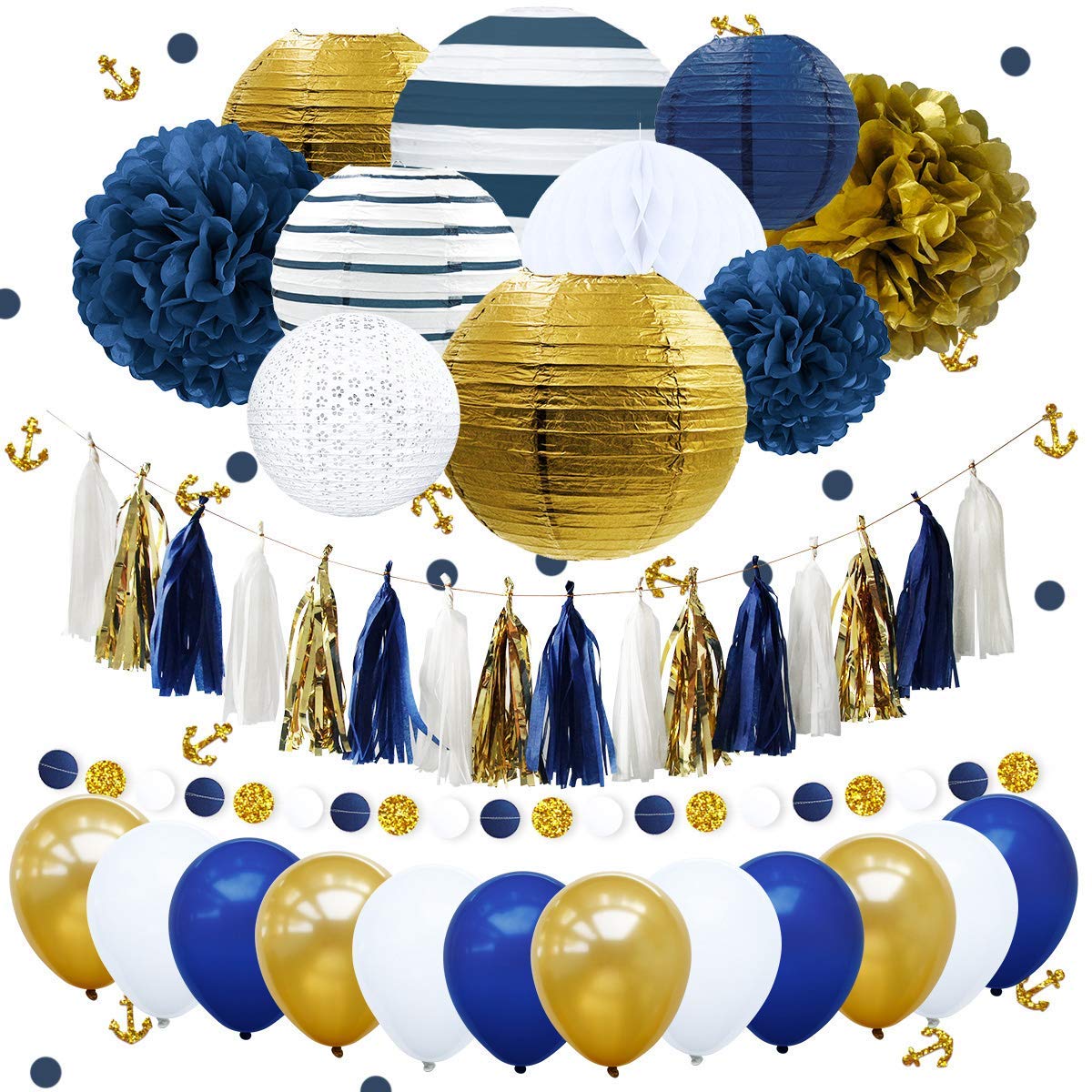 Nicrolandee Nautical Bachelorette Party Decorations Navy Stripe