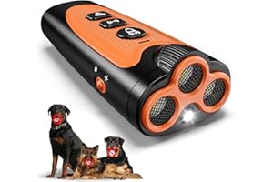 NOXLUMINA Dog Bark Deterrent Device, 3X Ultrasonic Anti Barking Device for Dogs, 6 Modes 23FT Range Bark Control, Stop Barking Neighbors Dog, Safe & Humane Rechargeable Behavior Correction Devices - Black