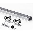 EaseLife 8FT/96in Sliding Pocket Door Hardware Kit,Commercial Grade,Aluminum Box Rail Kit,Slide Smoothly Quietly,Easy Install,No Door (92.5in Track Kit for 23"~48" Wide Single Door)