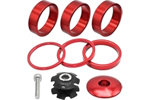EATAKWARD 9 Pack Bike Headset Spacer Set, 1-1/8 inch 28.6 mm Bicycle Headset Spacer Kit, Aluminium Alloy Bicycle Front Fork S